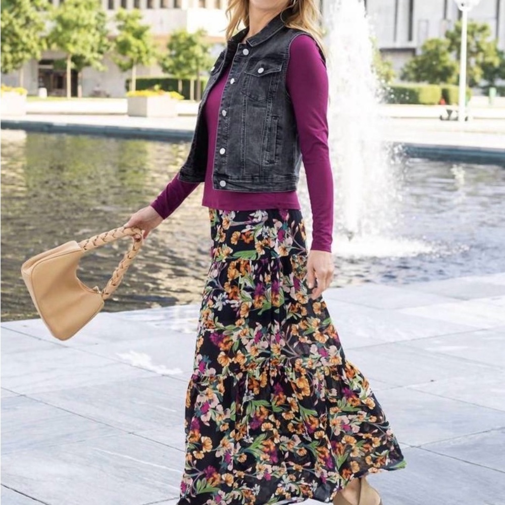 Grace & Lace Black Floral Maxi Skirt